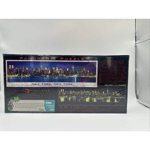 New York City NY 750 Piece Panoramic Jigsaw Puzzle Glow in the Dark TWIN TOWERS - Picture 7 of 8
